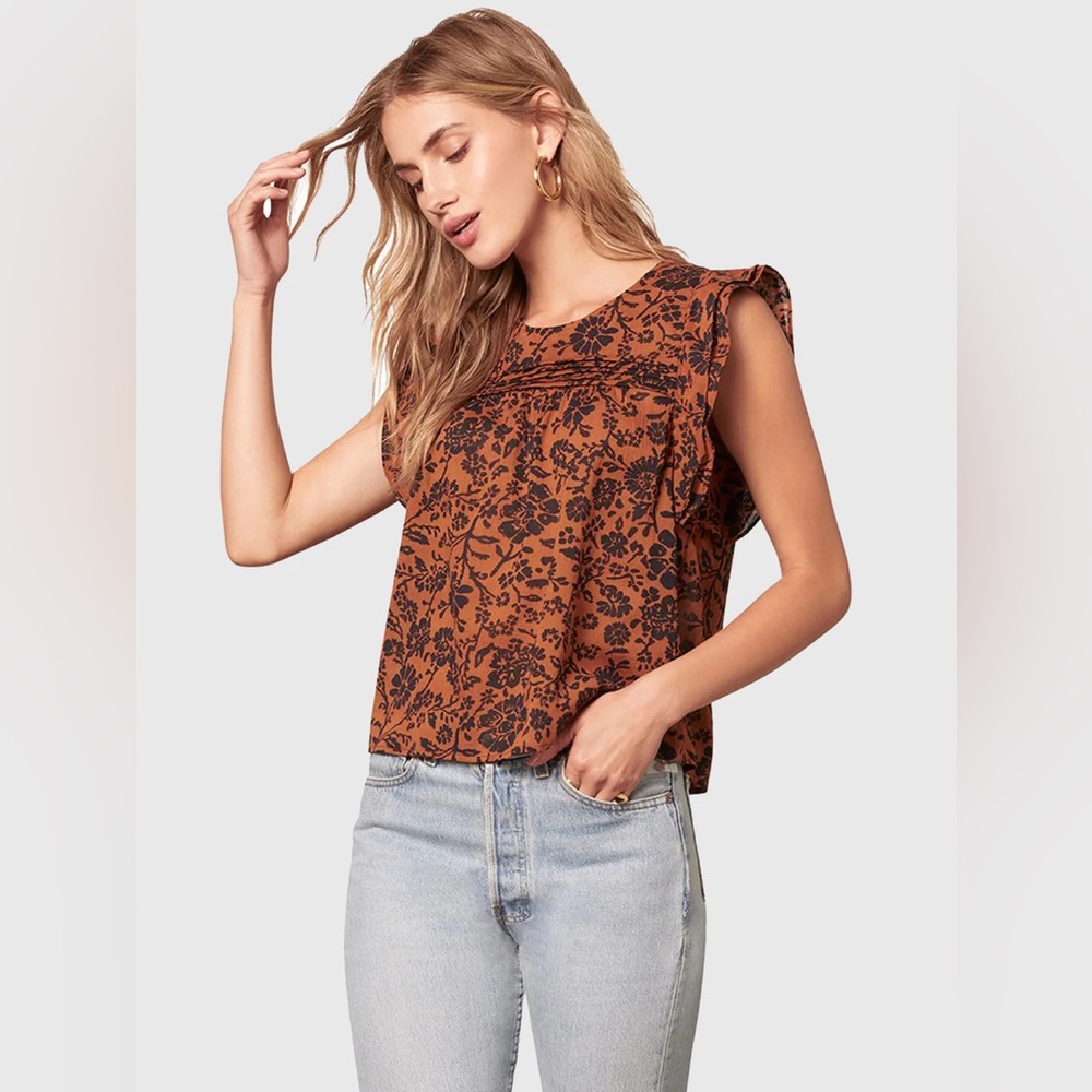 BB Dakota Floral Ruffle Sleeve Batik It Easy Top by BB Dakota